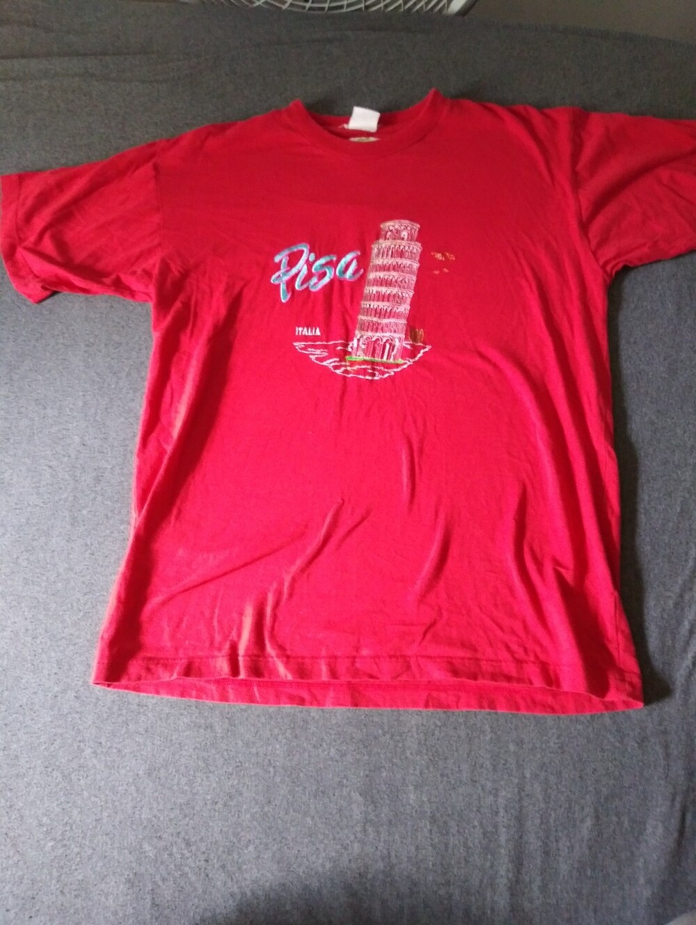Men's Red Pisa Graphic Short Sleeve Tee